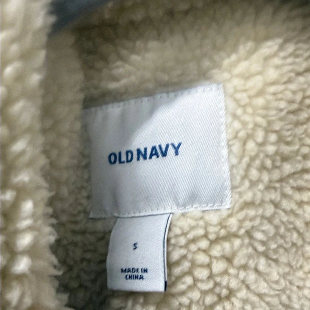 Old Navy Blue Denim Jacket with Cream Sherpa Collar Size S - Picture 4 of 7